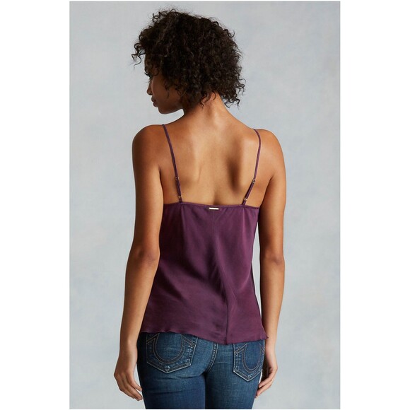 New Womens Designer True Religion Purple Silk Camisole Cami Shirt Top L Logo NWT - Picture 4 of 9